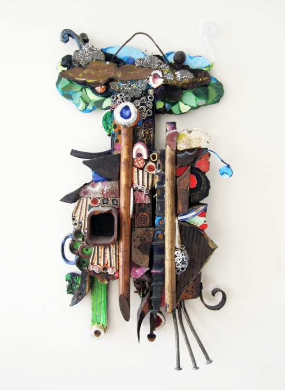 Jorge A. Valdes, Tree 2, 2013. Mixed media and found objects, 25 x 13 x 3 inches