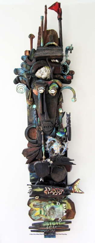 Jorge A. Valdes, Yemaya, 2011. Mixed media and found objects, 65 x 16 x 5 inches