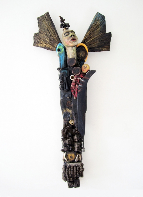 Jorge A. Valdes, Madonna & Child, 2011. Mixed media and found objects, 32 x 14 x 5 inches