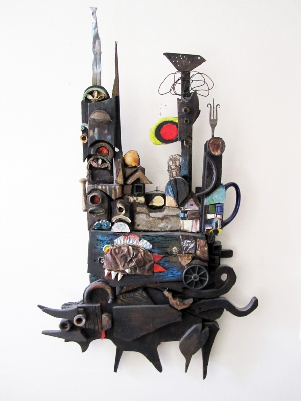 Jorge A. Valdes, Madrid, 2011. Mixed media and found objects, 34 x 21 x 3 inches