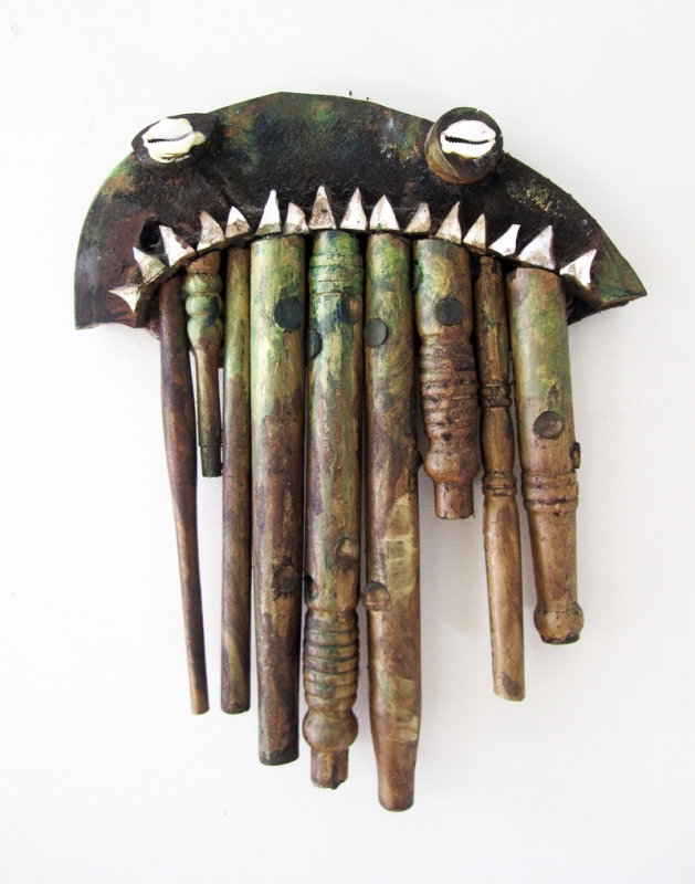 Jorge A. Valdes, Octopus, 2012. Mixed media and found objects, 18 x 14 x 3 inches