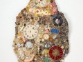Lisa Kokin, Party Hat Diabolique, 2004. Buttons, found objects, imitation sinew, chicken wire, 55.5 x 27 x 1 in.