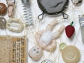Lisa Kokin, Piecework, 2005. Mixed media buttons, found objects, imitation sinew, 72.5 x 45 x 1 in.